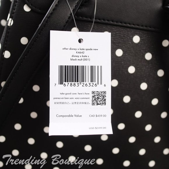 NWT Disney x Kate Spade New York Minnie Mouse Backpack in Black Multi - Picture 7 of 13